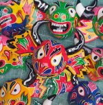 Máscaras tradicionales de los Diablos de Yare pequeñas